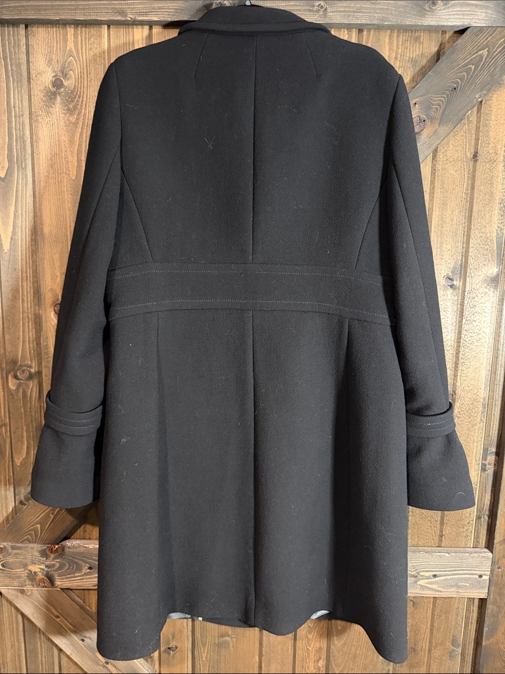 J. Crew Black Wool Long Sleeve Coat with Covered Buttons - Picture 6 of 7